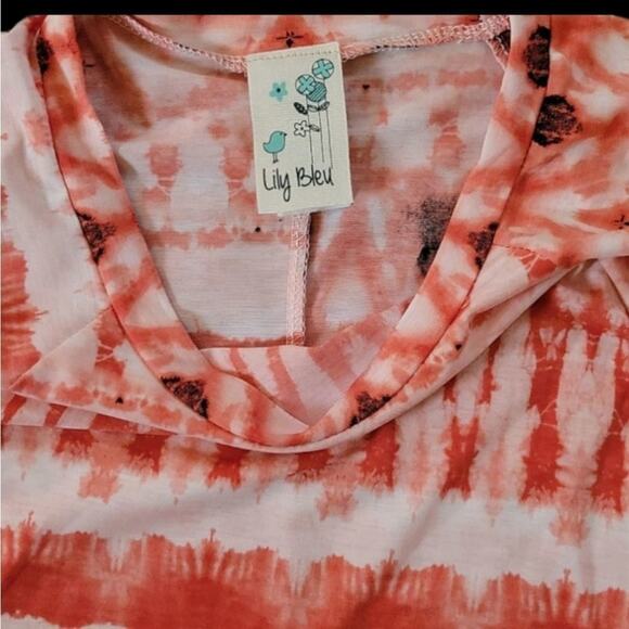 𝅺Lily Bleu ruffled sleeve, tie dye dress with pockets, size Large - Picture 3 of 3